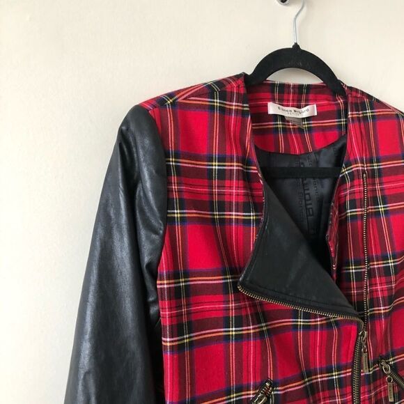 Bianca Nygard Plaid Cropped/Faux Leather Jacket - Picture 2 of 6